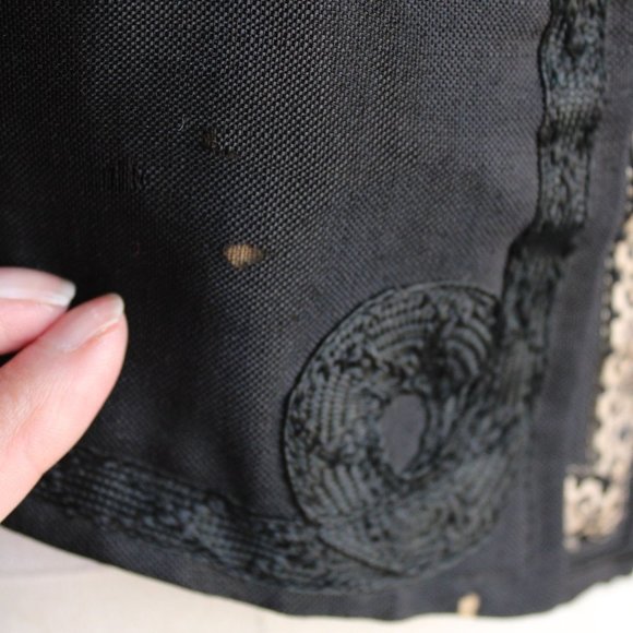 Vintage Antique 1800s Womens Victorian Jacket, Large Size Black Silk Edwardian - Picture 6 of 10